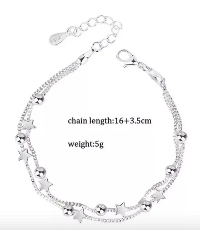 PULSERA ESTRELLAS Y ESFERAS DE PLATA - 2