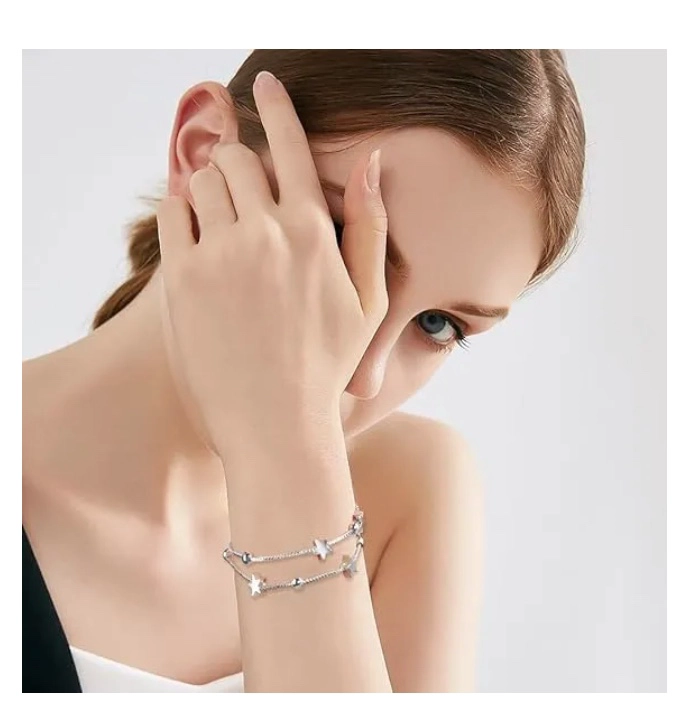 PULSERA ESTRELLAS Y ESFERAS DE PLATA - 3