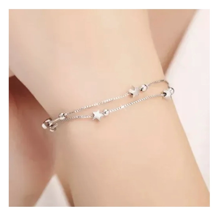 PULSERA ESTRELLAS Y ESFERAS DE PLATA - 4