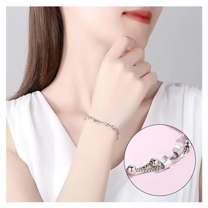 PULSERA ESTRELLAS Y ESFERAS DE PLATA - 5