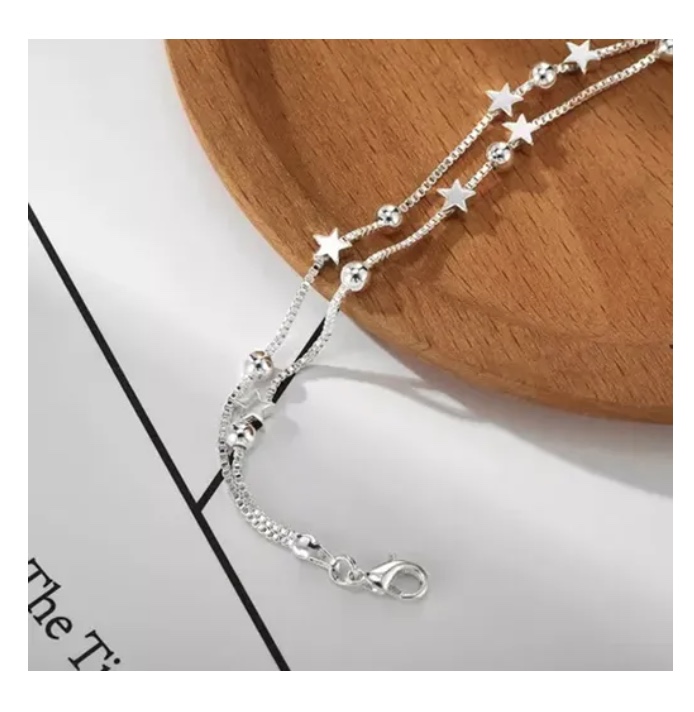 PULSERA ESTRELLAS Y ESFERAS DE PLATA - 6