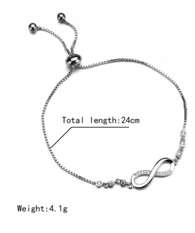 PULSERA INFINITO AJUSTABLE DE PLATA - 2