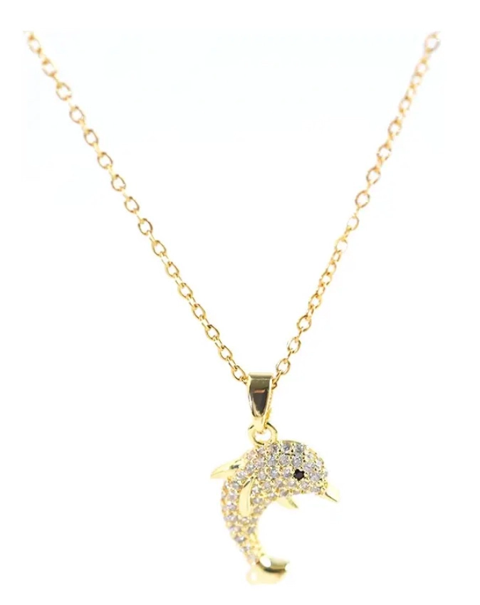 COLLAR COLGANTE DELFIN CRISTALES - 1