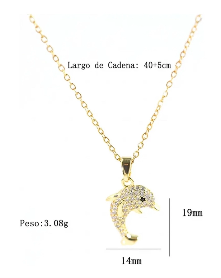 COLLAR COLGANTE DELFIN CRISTALES - 2