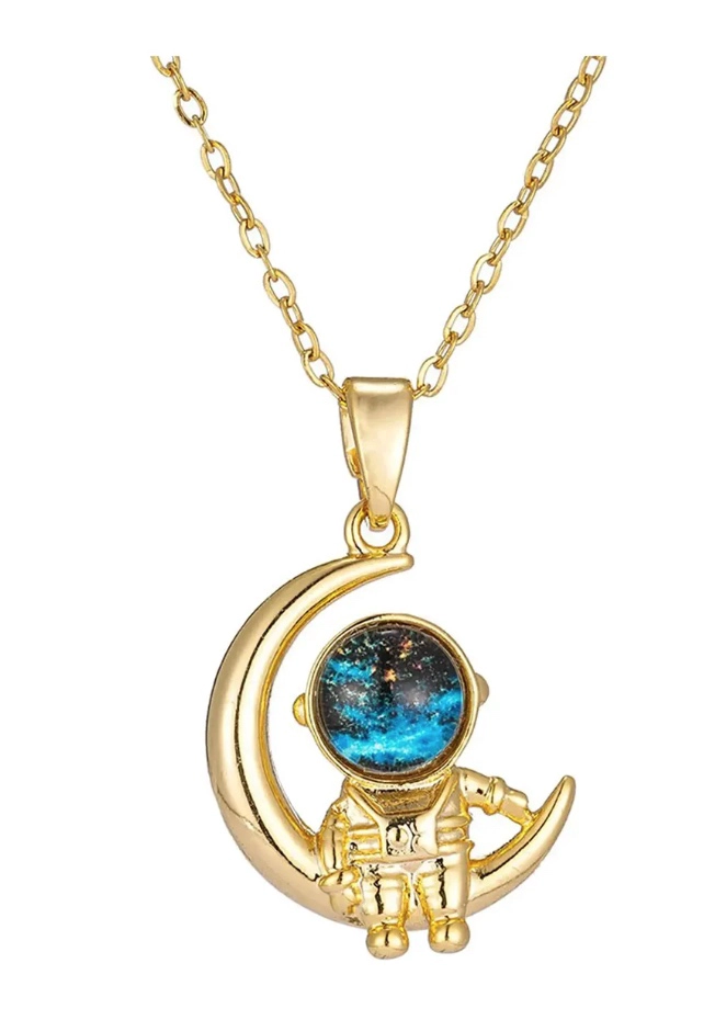 COLLAR LUNA ASTRONAUTA GALAXIA GALVANIZADO - 1