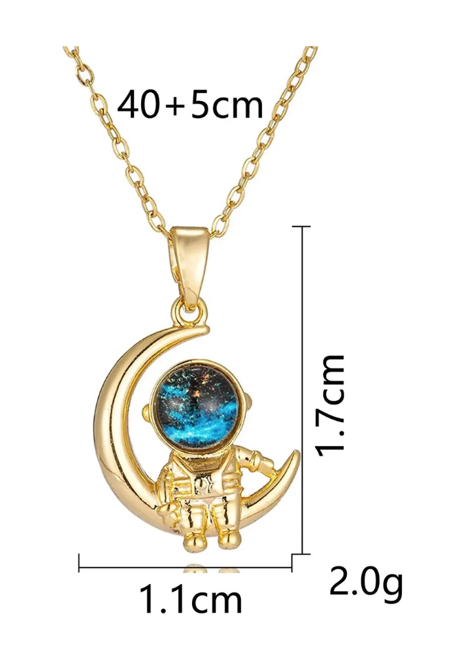 COLLAR LUNA ASTRONAUTA GALAXIA GALVANIZADO - 2