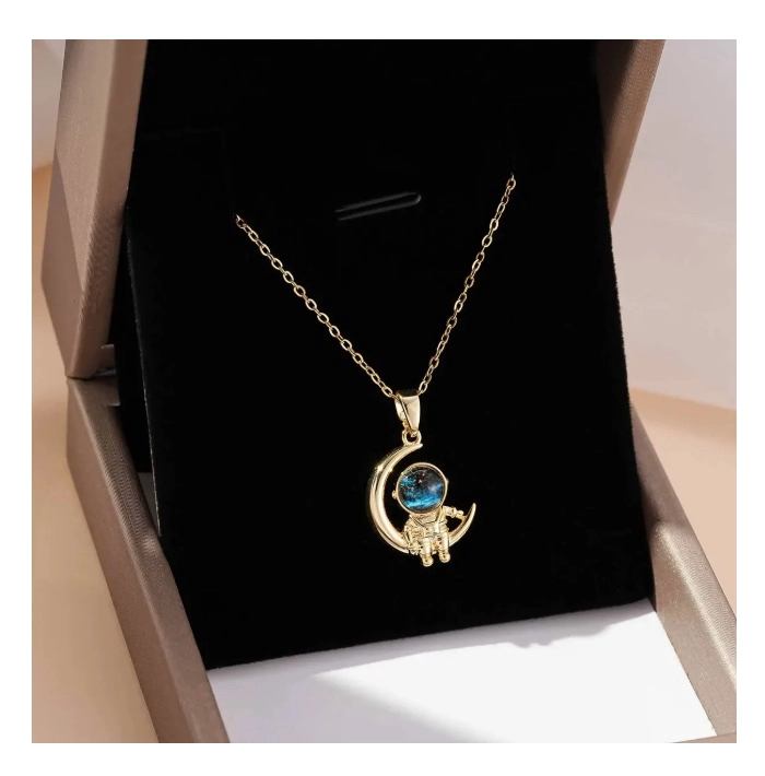 COLLAR LUNA ASTRONAUTA GALAXIA GALVANIZADO - 4