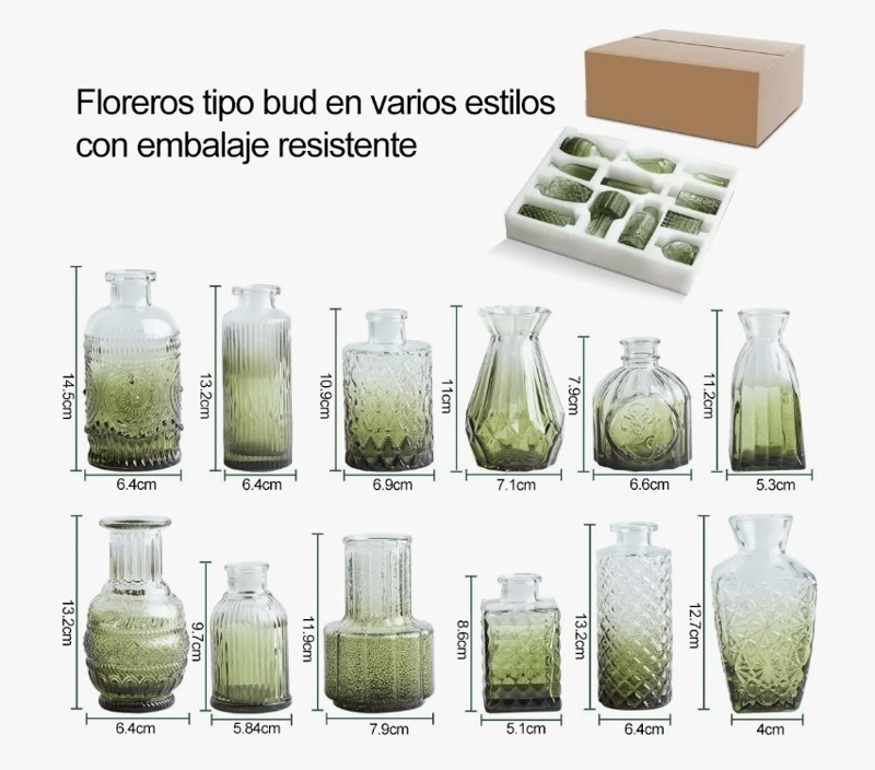 SET 12 FLOREROS DE VIDRIO - 2