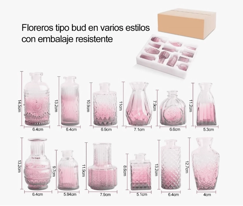 SET 12 FLOREROS DE VIDRIO - 2