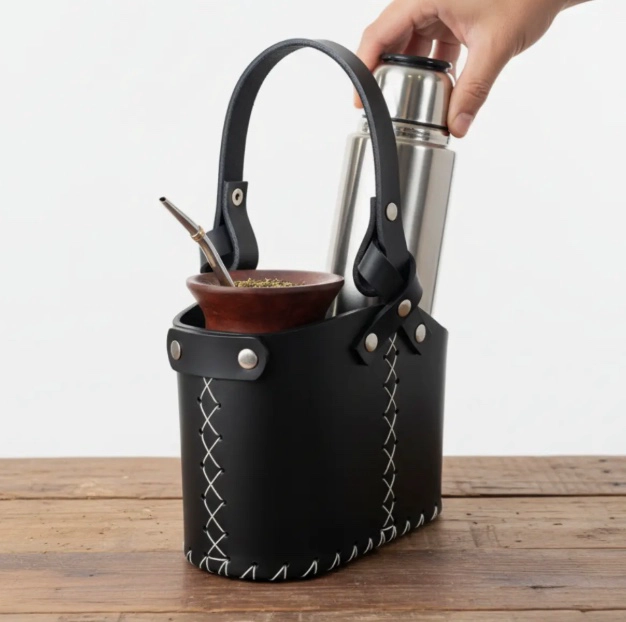 BOLSO MATERO CUERO PORTA YERBA MATE - 1