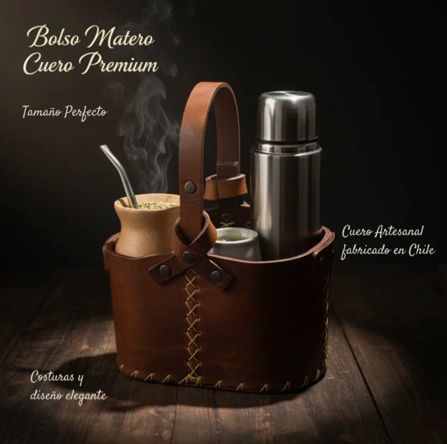 BOLSO MATERO CUERO PORTA YERBA MATE - 2