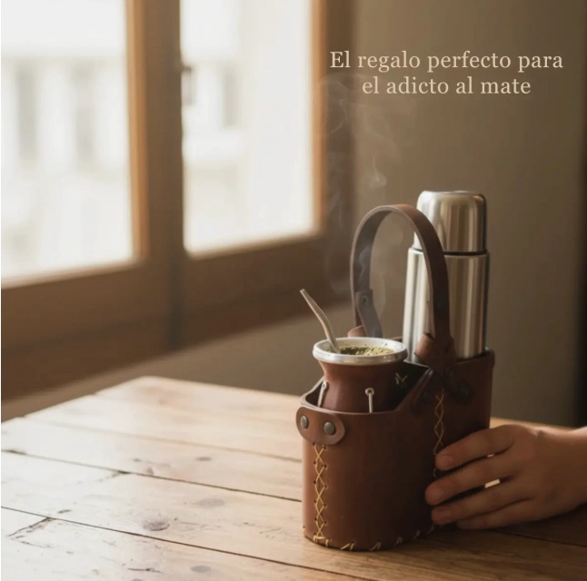 BOLSO MATERO CUERO PORTA YERBA MATE - 3