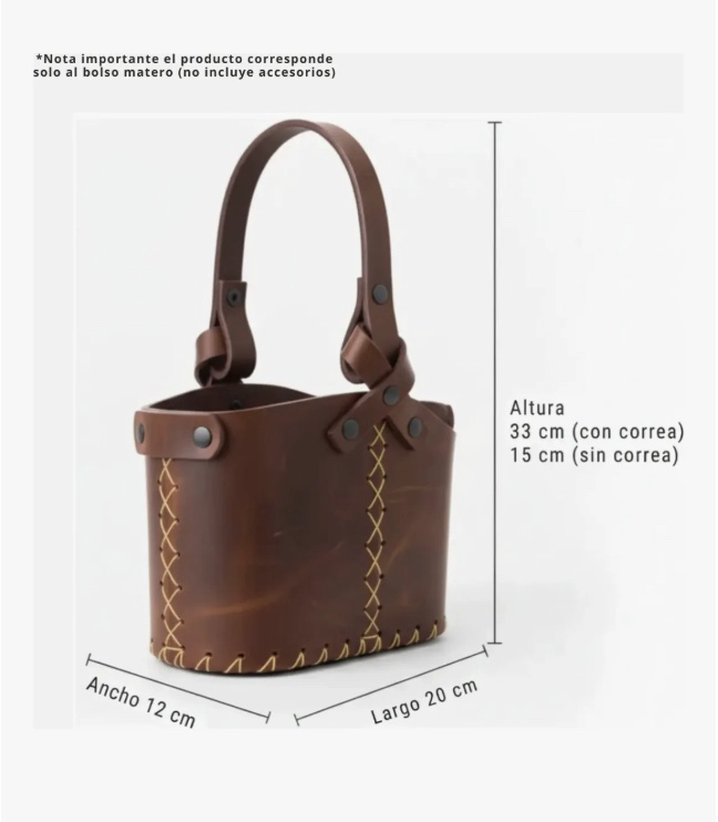 BOLSO MATERO CUERO PORTA YERBA MATE - 4