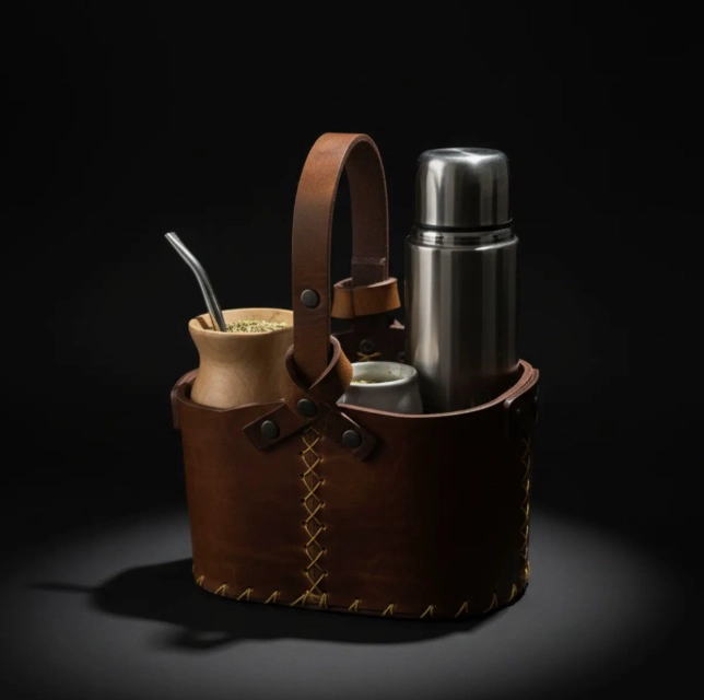 BOLSO MATERO CUERO PORTA YERBA MATE - 7