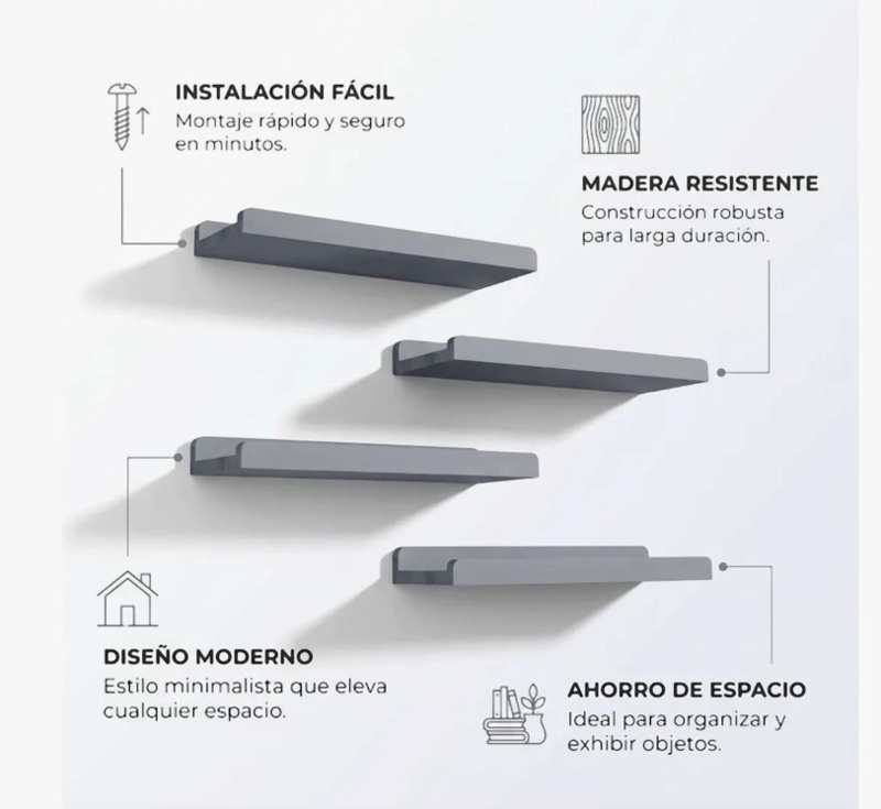 REPISAS FLOTANTES PARA NIÑOS DE MADERA - 2