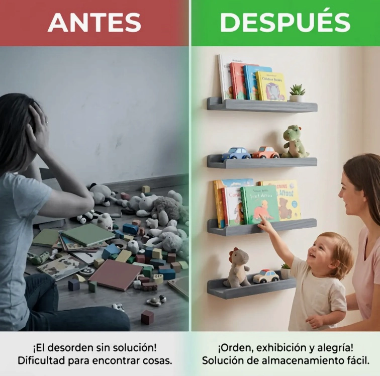 REPISAS FLOTANTES PARA NIÑOS DE MADERA - 7