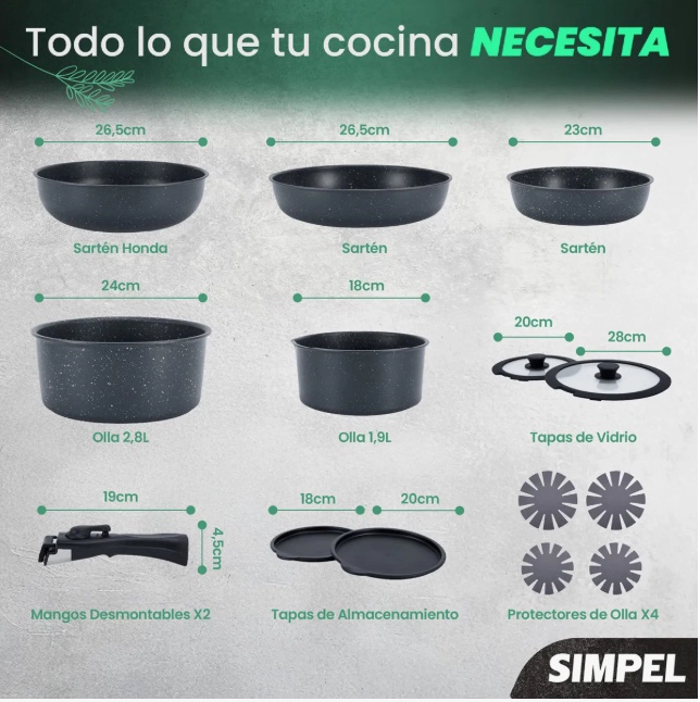 JUEGO DE OLLAS Y SARTENES 15 PIEZAS - 2
