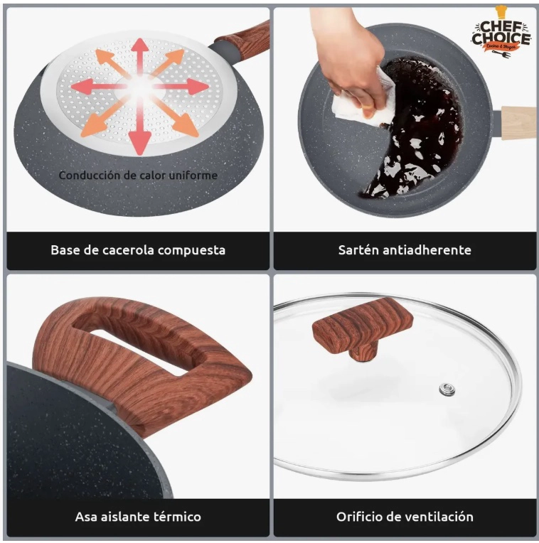 JUEGO BATERIA COCINA GRANITO ANTIADHERENTE - 4