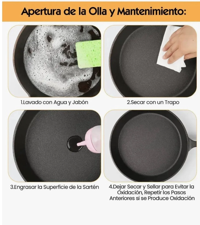 5 PCS SARTE N DE HIERRO FUNDIDO ANTIADHERENTE - 3