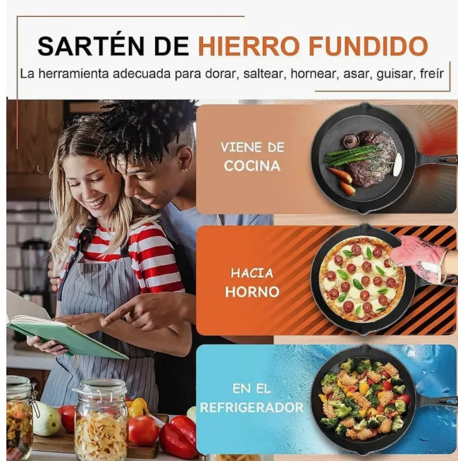 5 PCS SARTE N DE HIERRO FUNDIDO ANTIADHERENTE - 6