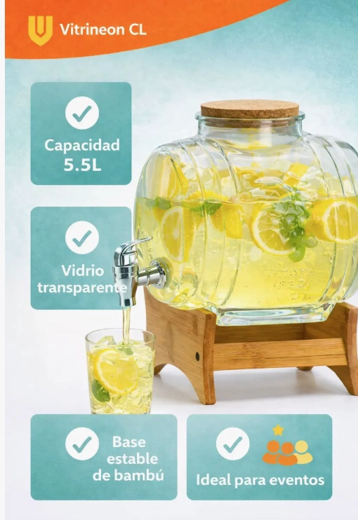 DISPENSADOR VIDRIO BAMBU 5.5 L - 5