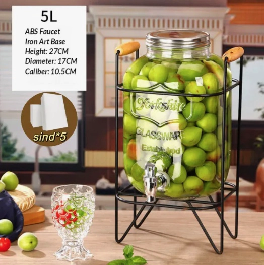 DISPENSADOR VIDRIO 5L CON SOPORTE Y GRIFO - 4