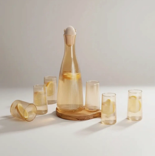 SET DE JARRA MAS 6 VASOS AMBAR - 1
