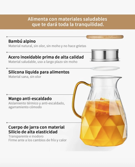 INCREIBLE JARRA DE TE  + 4 TAZAS DE CRISTAL - 3