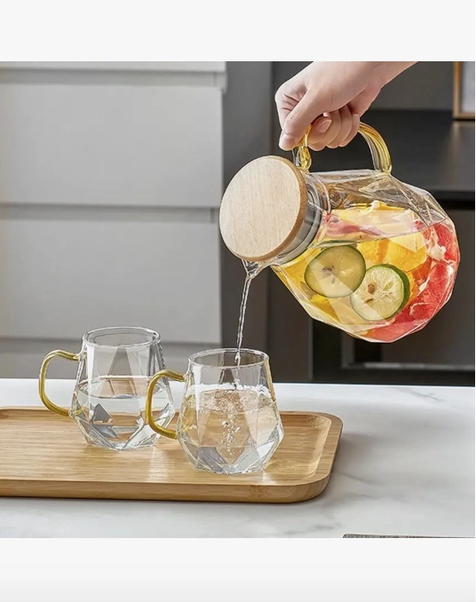 INCREIBLE JARRA DE TE  + 4 TAZAS DE CRISTAL - 6