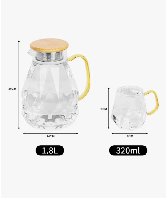 INCREIBLE JARRA DE TE  + 4 TAZAS DE CRISTAL - 7