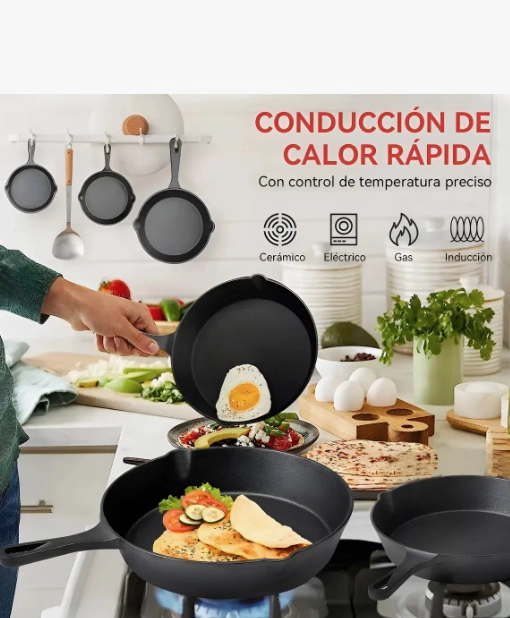 SARTENES DE HIERRO FUNDIDO 4 PIEZAS - 2