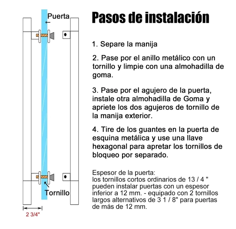 MANILLON DOBLE ACERO INOXID 80CM - 7