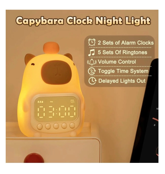 LAMPARA NOCHE CAPIBARA RELOJ - 4
