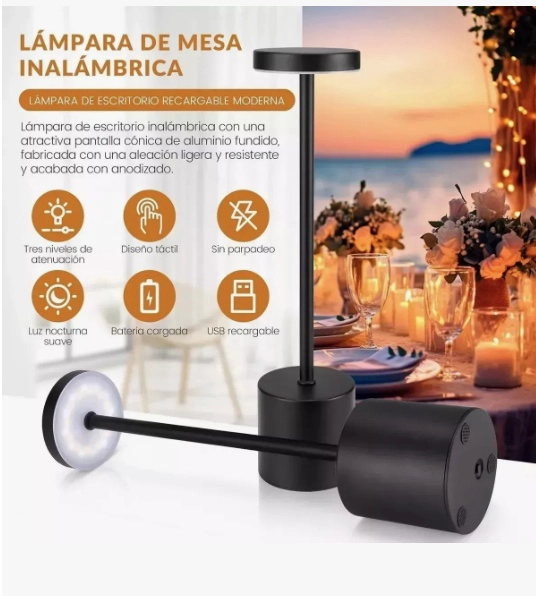 2PC LAMPARA DE ESCRITORIO RECARGABLE - 8
