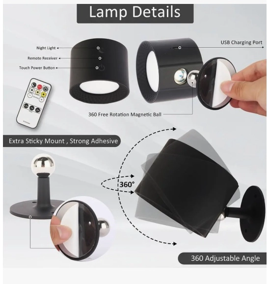 LAMPARA DE PARED RECARGABLE - 5