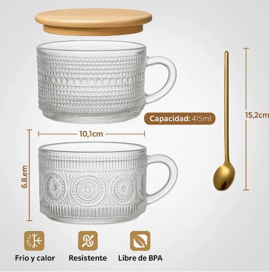 JUEGO DE 4 TAZAS VINTAGE DE VIDRIO - 3