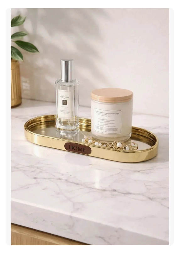 BANDEJA DECORATIVA DORADA - 4