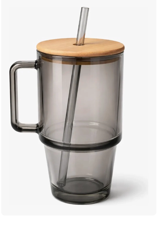 2X VASO LATA DE VIDRIO CON TAPA - 1