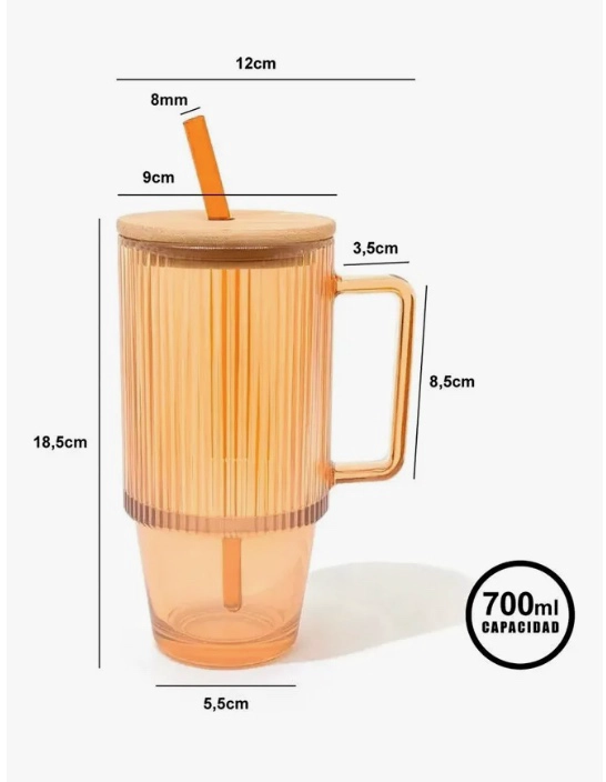 2X VASO LATA DE VIDRIO CON TAPA - 6