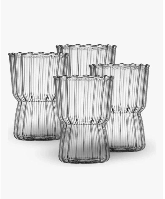 SET 4 VASOS ALTO DISEÑO RELIEVE - 2