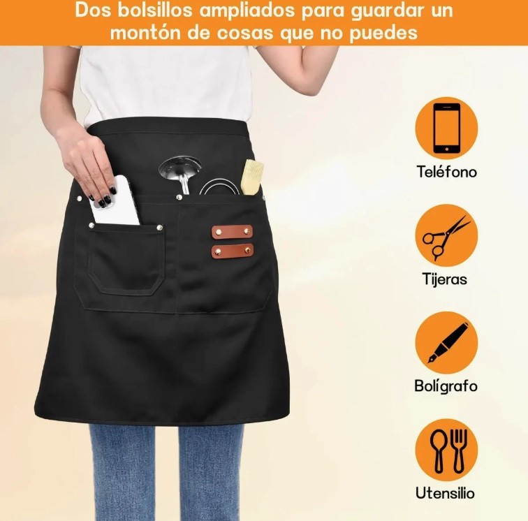 2PCS BARTENDER DELANTAL CORTO IMPERMEABLE - 7