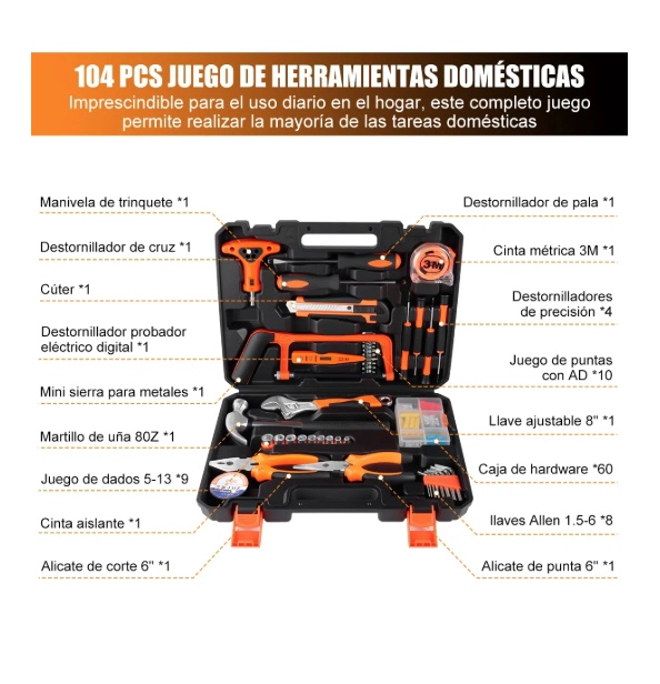 SET 104PC HERRAMIENTAS MANUALES MALETIN - 3