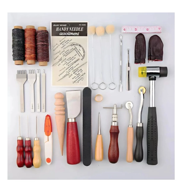KIT 35 PIEZAS HERRAMIENTAS CUERO PIEL - 2