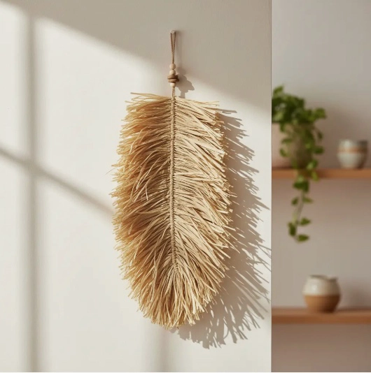 COLGANTE DECORATIVO HOJA DE RAFIA - 1