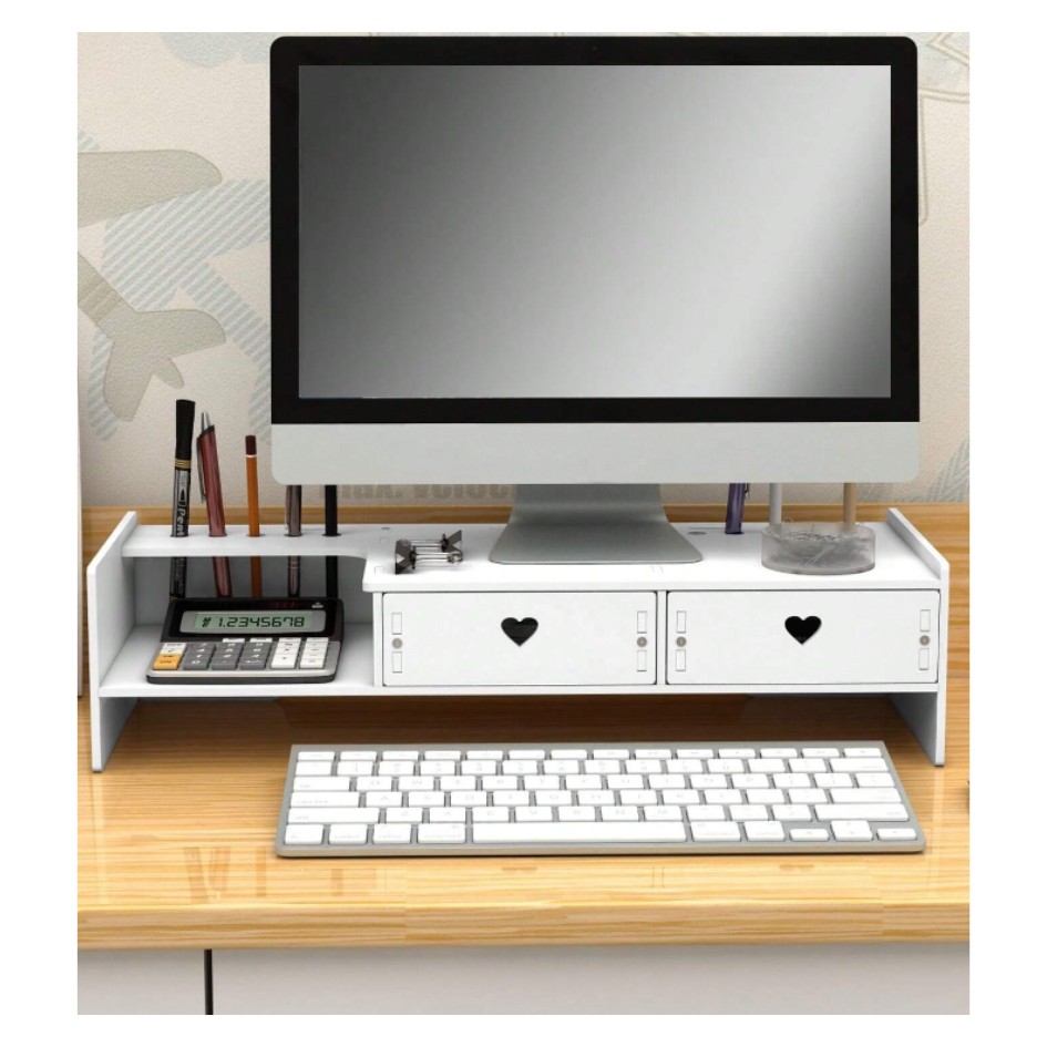 Soporte Para Monitor Con Cajones Exerz - Organizador De Escritorio De Malla, Soporta Hasta 15kg