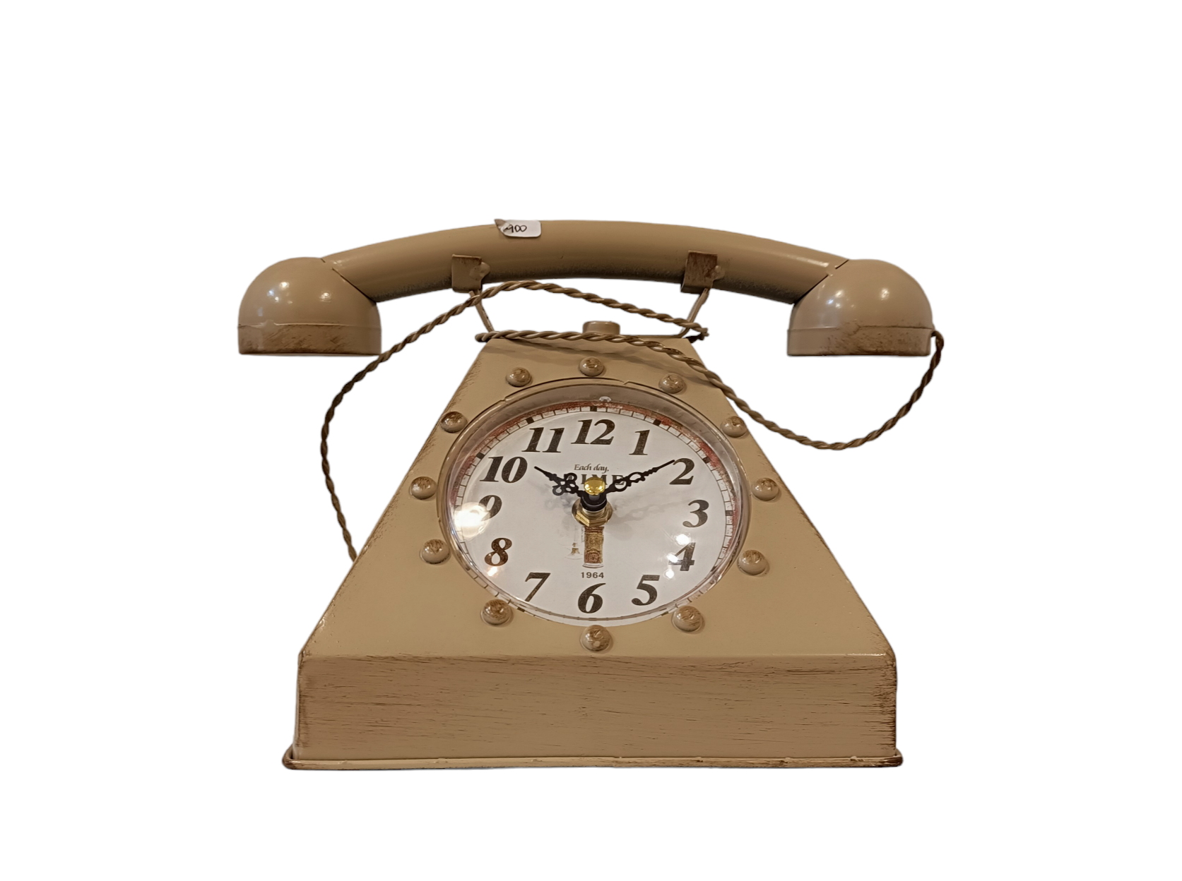 RELOJ TELEFONO VINTAGE RETRO METAL BEIGE - 1