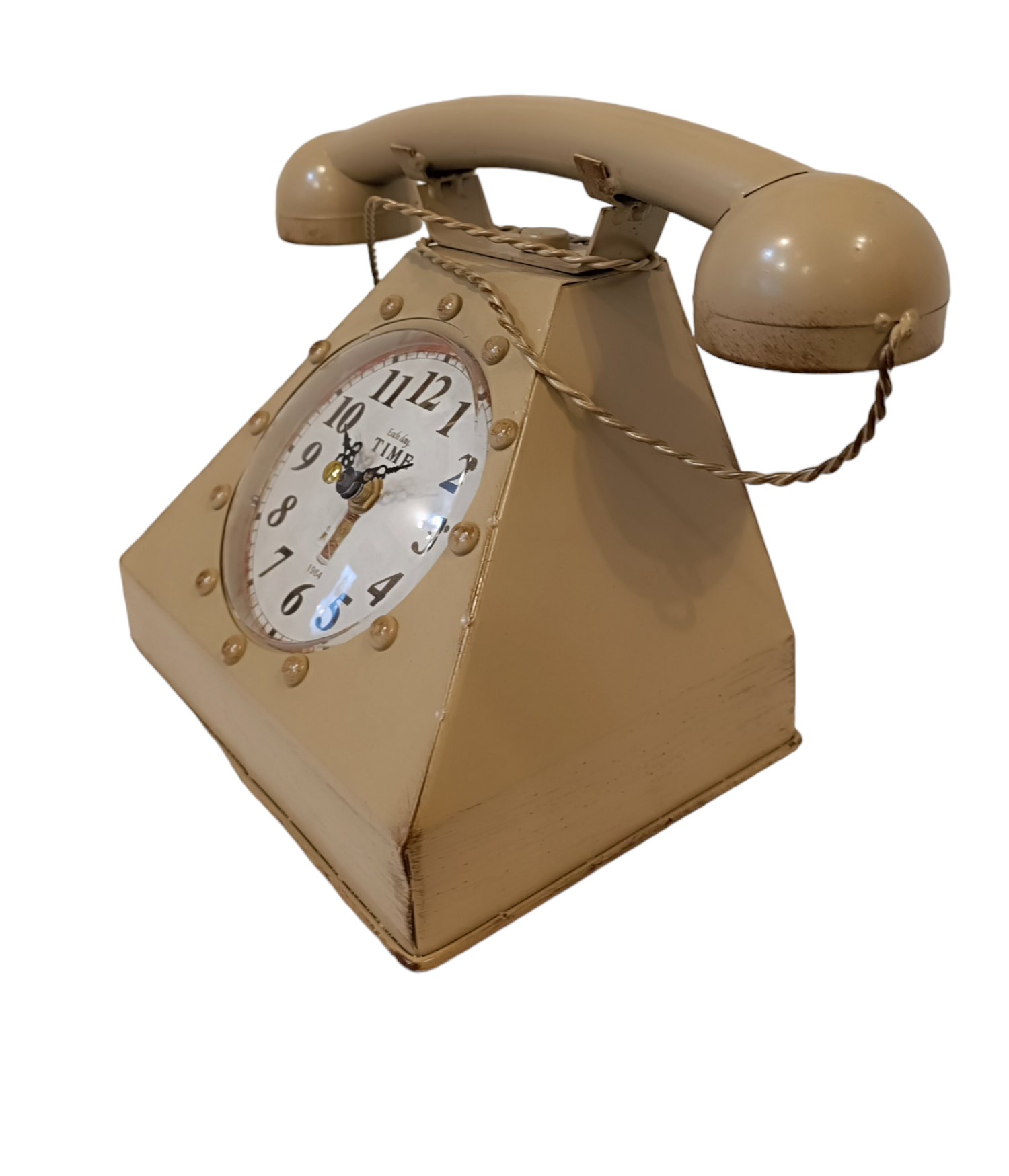 RELOJ TELEFONO VINTAGE RETRO METAL BEIGE - 2