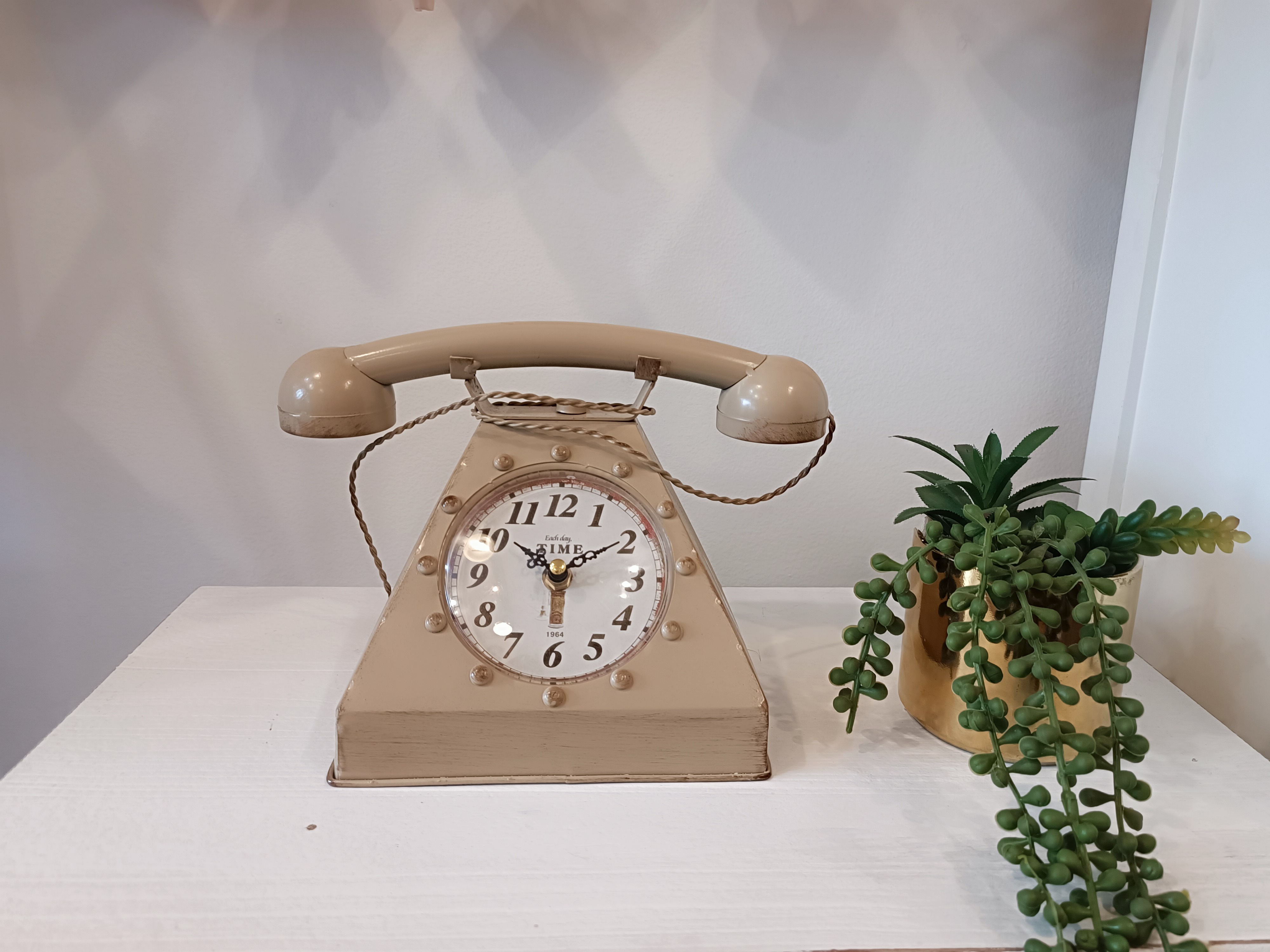 RELOJ TELEFONO VINTAGE RETRO METAL BEIGE - 3