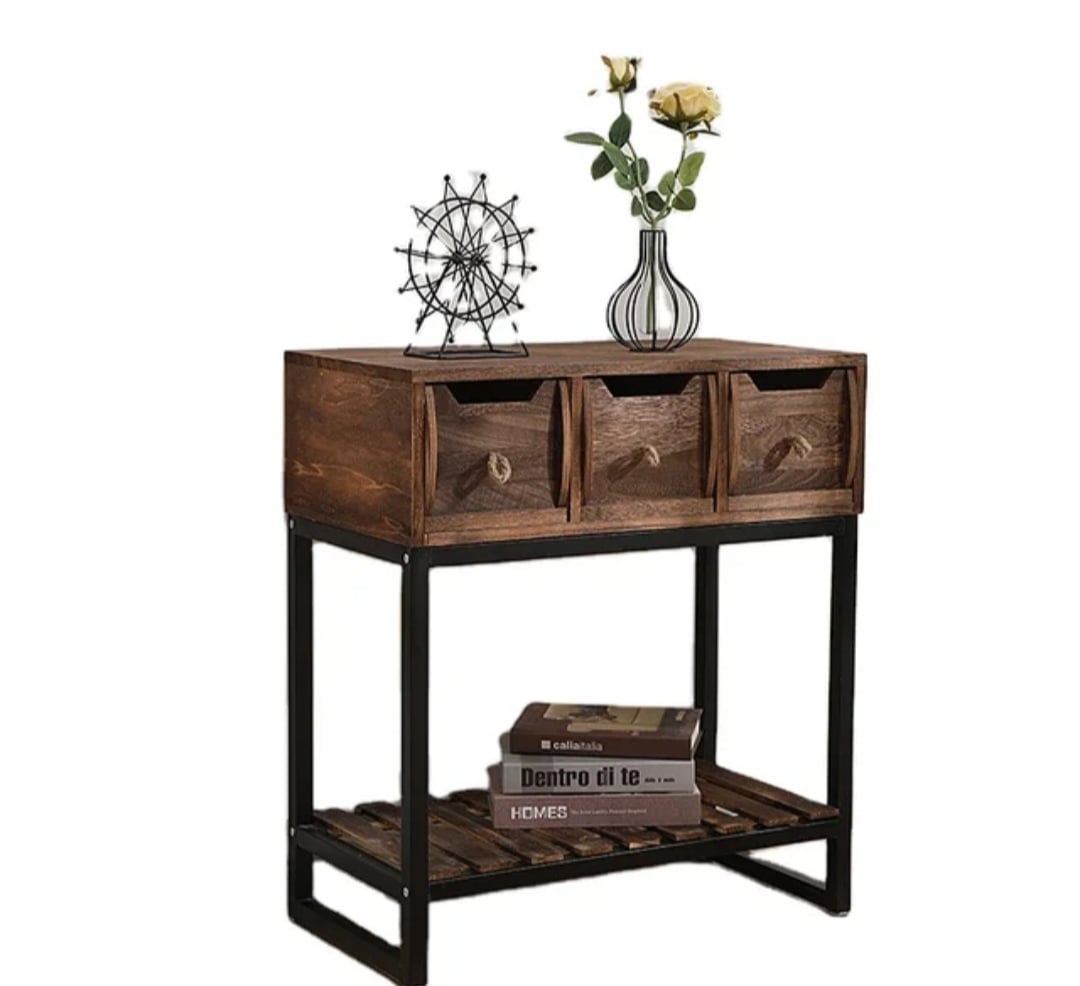 ARRIMO TRES CAJONES MADERA CON BASE METAL - 2