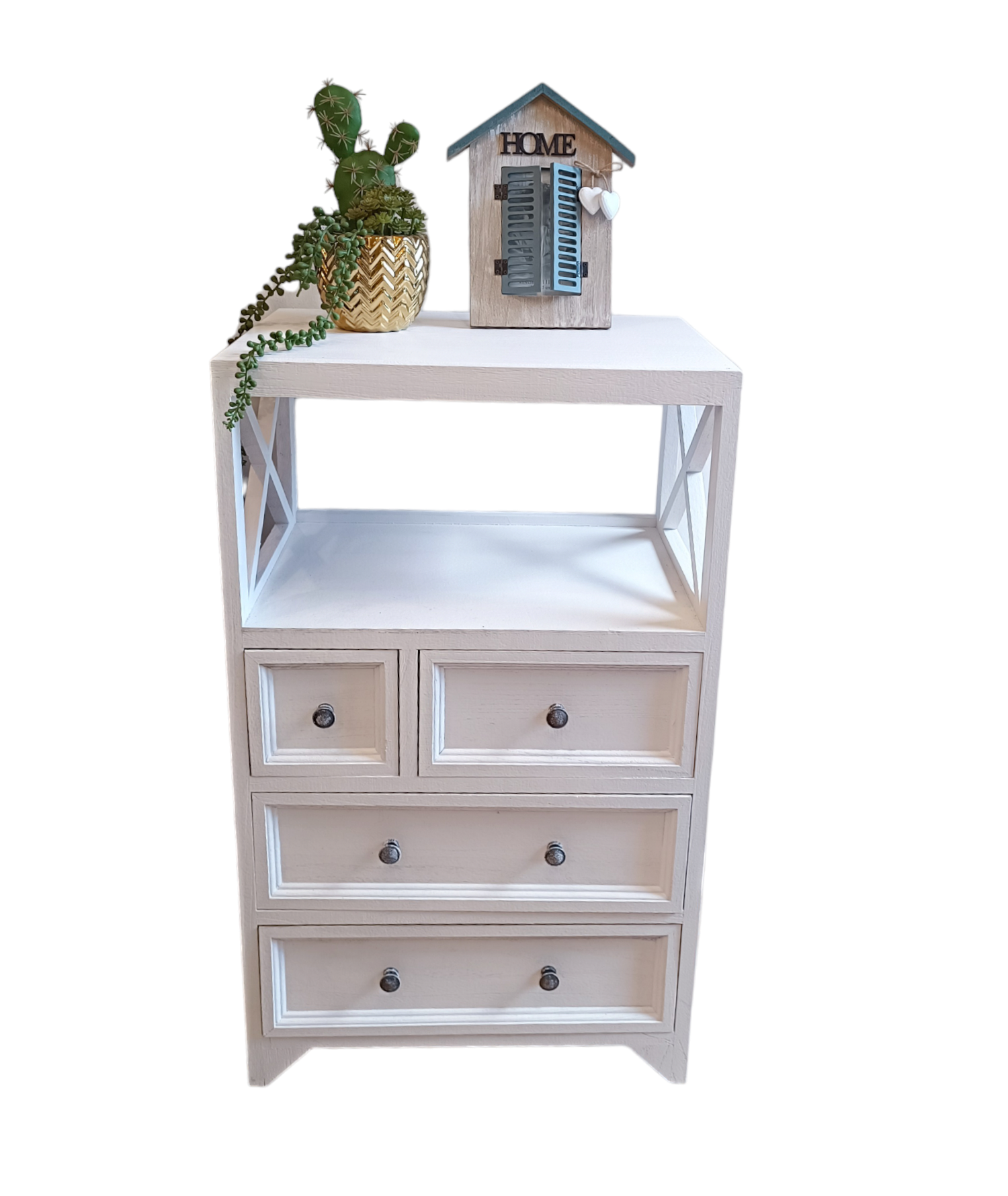 MUEBLE ROMANTICO MADERA BLANCO SHABBY CHIC - 1